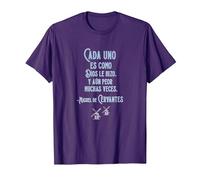 Speak More Spanish Quijote Dios Quote Camiseta, Hombre, Morado, S