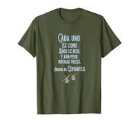 Speak More Spanish Quijote Dios Quote Camiseta, Hombre, Verde Oliva, M