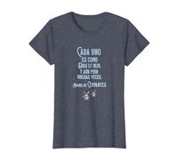 Speak More Spanish Quijote Dios Quote Camiseta, Mujer, Azul Jaspeado, S
