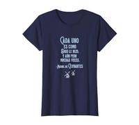 Speak More Spanish Quijote Dios Quote Camiseta, Mujer, Azul Marino, S