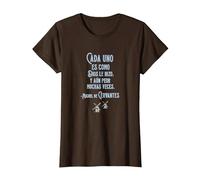 Speak More Spanish Quijote Dios Quote Camiseta, Mujer, Marrón, S