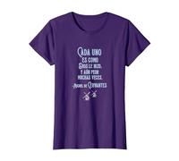 Speak More Spanish Quijote Dios Quote Camiseta, Mujer, Morado, S