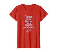 Speak More Spanish Quijote Dios Quote Camiseta, Mujer, Rojo, S