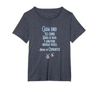 Speak More Spanish Quijote Dios Quote Camiseta, Mujer Tallas Grandes, Azul Jaspeado, 4XL Grande