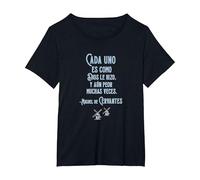 Speak More Spanish Quijote Dios Quote Camiseta, Mujer Tallas Grandes, Negro, 1XL Grande