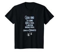 Speak More Spanish Quijote Dios Quote Camiseta, Niños, Negro, 8 años
