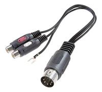 Speaka Professional SP-7870284 - Adaptador de Audio en Y (1 Conector de diodos de 5 Polos (DIN) y 2 Conectores RCA Hembra, Color Negro
