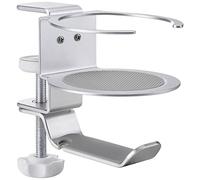 Speaka Professional SP-HCH-150 - Soporte para Auriculares (con Soporte para Bebidas), Color Plateado
