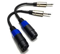 Speakon - Cable de altavoz TS hembra a macho de 0.25 pulgadas, 6 pulgadas, paquete de 2
