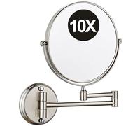 Specchio da Trucco da Parete da 8 Pollici Specchio da Toeletta Bifacciale con Ingrandimento Specchio In Ottone Girevole 360° Regolabile HD per Bagno Nichel 10X