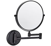 Specchio da Trucco da Parete da 8 Pollici Specchio da Toeletta Bifacciale con Ingrandimento Specchio In Ottone Girevole 360° Regolabile HD per Bagno Nero 7X