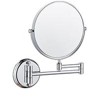 Specchio da Trucco da Parete da 8 Pollici Specchio da Toeletta Bifacciale con Ingrandimento Specchio In Ottone Girevole 360° Regolabile HD per Bagno Argento 5X