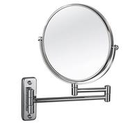 Specchio da Trucco da Parete da 9" Specchio da Trucco Ingranditore HD Bifacciale Specchio Estensibile Girevole 360° Specchio da Parete Regolabile per Bagno per Donna Argento 5X