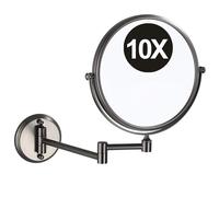 Specchio da Trucco Ingranditore Girevole A 2 Lati da 8" Montato A Parete HD Regolabile per Bagno Grigio Canna Di Fucile 10X