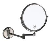 Specchio da Trucco Ingranditore Girevole A 2 Lati da 8" Montato A Parete HD Regolabile per Bagno Grigio Canna Di Fucile 3X