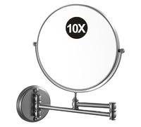Specchio da Trucco Ingranditore Girevole A 2 Lati da 8" Montato A Parete Pieghevole HD per Bagno Grigio Canna Di Fucile 10X