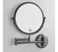Specchio da Trucco Ingranditore Girevole A 2 Lati da 8" Montato A Parete Pieghevole HD per Bagno Grigio Canna Di Fucile 3X