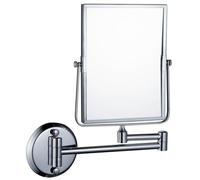 Specchio da Trucco Ingranditore Girevole A 2 Lati da 8" Montato A Parete Specchio Quadrato Regolabile Cromato per Bagno A 3X