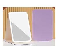 Specchio per il trucco portatile illuminato, specchio da viaggio pieghevole e dimmerabile, specchio da trucco da viaggio ricaricabile, specchio illuminato a tre colori con touch screen e dimmerabile