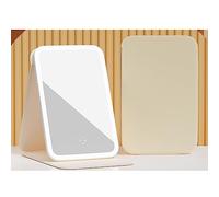 Specchio per il trucco portatile illuminato, specchio da viaggio pieghevole e dimmerabile, specchio da trucco da viaggio ricaricabile, specchio illuminato a tre colori con touch screen e dimmerabile