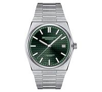 SPECHT&SOHNE Reloj de pulsera mecánico para hombre, color rojo vino, NH35, relojes automáticos, cristal de zafiro, 37 mm, acero inoxidable, resistente al agua, Plateado- verde