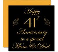 Special 41st Anniversary Card for Dad Mum Parents - Special Mum & Dad - Happy 41 Wedding Anniversary Cards from Son Daughter Family, 145mm x 145mm Greeting Cards for Forty-First Anniversaries