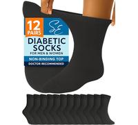 Special Essentials 12 pares de calcetines de algodón para hombre diabético negro gris blanco (negro, 10-13)
