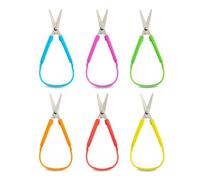 Special Supplies Mini tijeras de bucle para niños y adolescentes de 5.5 pulgadas (paquete de 6) con bucle colorido, diseño adaptativo, soporte derecho e izquierdo, asas pequeñas y fáciles de abrir