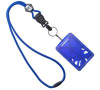 Specialist ID Soporte para placa de identificación resistente con cordón, espacio para 3 tarjetas de identidad/tarjetas de identidad, para insertar desde arriba, clip de metal extraíble y llavero (un