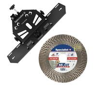 Specialist Juego de corte de azulejos para amoladora angular - Cortador manual deslizante de 45 grados y discos de diamante de 125 mm y ultrafino para azulejos, cerámica