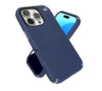 Speck Funda delgada para iPhone 16 Pro, agarre Presidio 2, azul costero/gris polvo, protección contra caídas de 13 pies, bisel elevado
