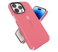 Speck Funda para iPhone 14 Pro MAX, protección contra caídas, Resistente a los arañazos, diseñada para MagSafe con Revestimiento Suave al Tacto, iPhone 14 de 6.7 Pulgadas, Doble Capa, Coral Dulce