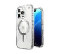 Speck Presidio - Funda Transparente para iPhone 16 Pro, Delgada, Transparente/cromada, Compatible con MagSafe con protección contra caídas de 13 pies