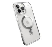 Speck Presidio Funda Transparente para iPhone 16 Pro MAX, Compatible con MagSafe y con tecnología ClickLock, diseño Delgado, Acabado Transparente/Cromado