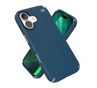 Speck PRESIDIO2 - Funda con Agarre para iPhone 17, Compatible con MagSafe, Funda Protectora Delgada, Color mar Profundo/Plateado metálico/Azul pell