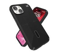 Speck Presidio2 - Funda para iPhone 15, iPhone 14, iPhone 13-6.1 Pulgadas, Bloqueo Antideslizante, Compatible con MagSafe, Agarre de protección contra caídas, Color Negro/Gris Pizarra/Blanco