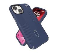 Speck Presidio2 - Funda para iPhone 15, iPhone 14, iPhone 13-6.1 Pulgadas, Bloqueo Antideslizante, Compatible con MagSafe, Agarre de protección contra caídas, Color Azul costero, Gris Polvo/Blanco