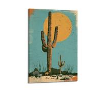 SPECLLY Póster de cactus de Uncover The Timeless Majesty of The Saguaro, lienzo estético vintage, arte de pared para sala de estar, 40 x 60 cm, estilo marco