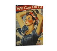 SPECLLY We Can Do It - Póster de lienzo estético vintage para sala de estar, 50 x 75 cm, estilo marco