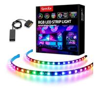 Speclux Tira de RGBIC LED direccionable, tira de luz de arco iris con imán y adhesivo de doble cara, 5V 3pines ADD RGB, compatible con Asus Aura, Asrock RGB Led, Gigabyte RGB Fusion