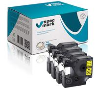 specmark 40918 S0720730 - Cinta para escribir (9 mm x 7 m, 4 unidades), color negro sobre amarillo