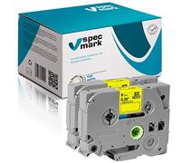 specmark Cinta de etiquetado TZe-C21 Juego de 9 mm x 5 m x 2 piezas cinta fluorescente negra sobre amarilla compatible con todas las impresoras Brother PT P-touch AZe-C21 EZe-C21 TZ-C21 TZ2-C21