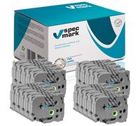 specmark Cinta de etiquetas TZe-141 18mm x 8m Set x 20 pz. Cinta negra sobre transparente compatible con la impresora Brother PT P-touch AZe-141 EZe-141 TZ-141 TZ2-141