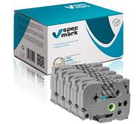 specmark Cinta de etiquetas TZe-141 18mm x 8m Set x 5 pz. Cinta negra sobre transparente compatible con la impresora Brother PT P-touch AZe-141 EZe-141 TZ-141 TZ2-141
