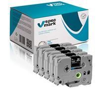 specmark Cinta de etiquetas TZe-325 9mm x 8m Set x 5 pz. Cinta blanca sobre negro compatible con todas las impresoras Brother PT P-touch AZe-325 EZe-325 TZ-325 TZ2-325