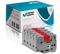 specmark Cinta de etiquetas TZe-441 18mm x 8m Set x 5 pz. Cinta negra sobre rojo compatible con la impresora Brother PT P-touch AZe-441 EZe-441 TZ-441 TZ2-441