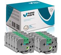 specmark Cinta de etiquetas TZe-741 18mm x 8m Set x 10 pz. Cinta negra sobre verde compatible con la impresora Brother PT P-touch AZe-741 EZe-741 TZ-741 TZ2-741