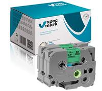 specmark Cinta de etiquetas TZe-741 18mm x 8m Set x 2 pz. Cinta negra sobre verde compatible con la impresora Brother PT P-touch AZe-741 EZe-741 TZ-741 TZ2-741
