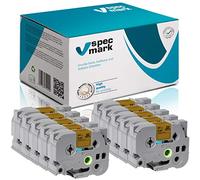 specmark Cinta de etiquetas TZe-851 24mm x 8m Set x 10 pz. Cinta negra sobre dorado compatible con la impresora Brother PT P-touch AZe-851 EZe-851 TZ-851 TZ2-851