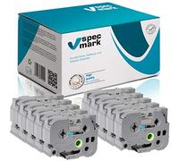 specmark Cinta de etiquetas TZe-951 24mm x 8m Set x 10 pz. Cinta negra sobre plata compatible con la impresora Brother PT P-touch AZe-951 EZe-951 TZ-951 TZ2-951